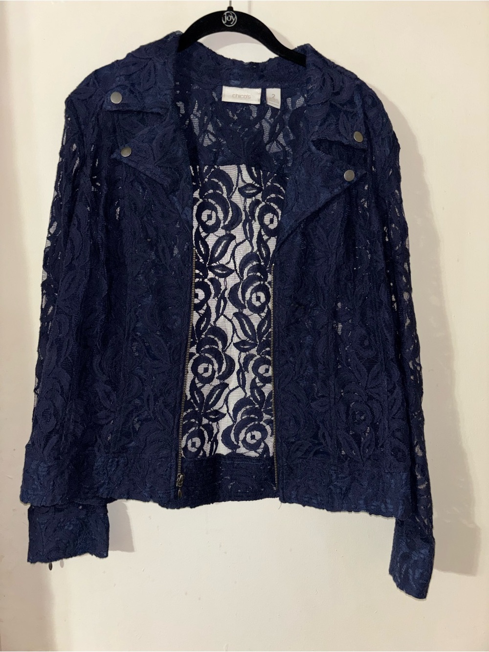 Chico's Navy Lace Moto Jacket